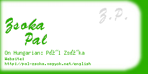 zsoka pal business card